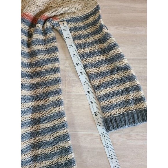 Pink Rose Striped Sweater L Loose Knit 3/4 Sleeve Pullover Beige Blue Rust Acryi - Picture 8 of 8